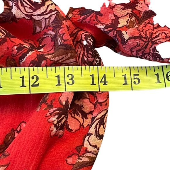 American Eagle Outfitters Red Floral Off Shoulder Roper (XXS) - Picture 6 of 12